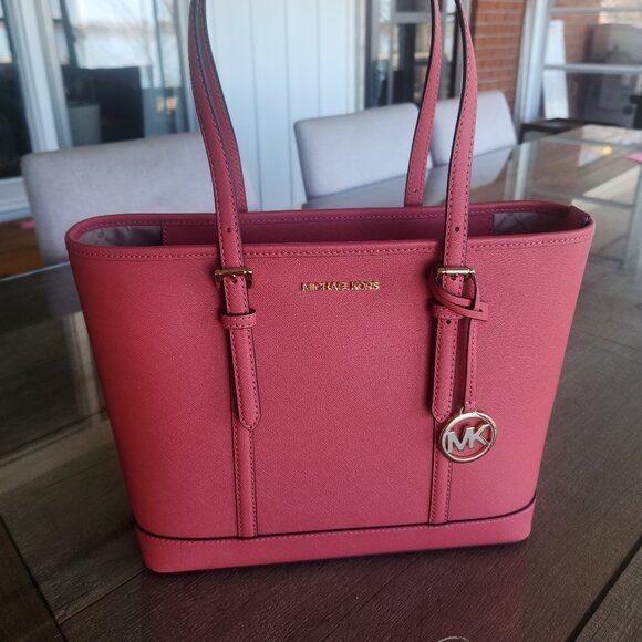 Michael Kors Jet Set Small Saffino Leather Tote Bag - Picture 2 of 12